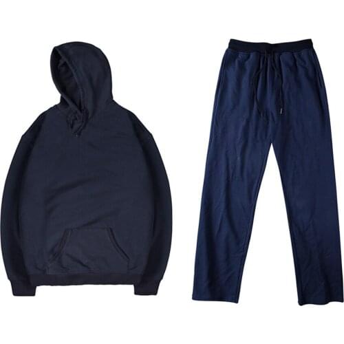 Pure color hooded sweater suit European and American trend Harajuku plus size bottoming shirt