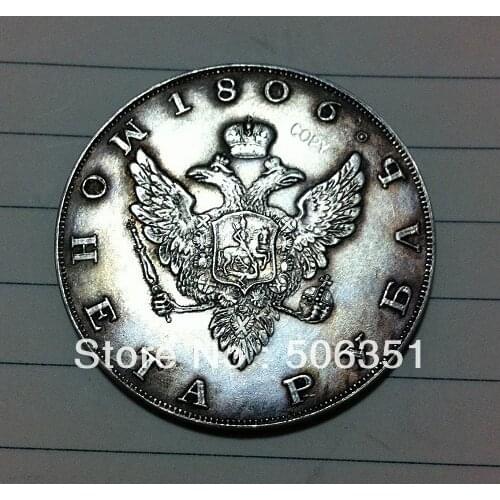 Wholesale 1806 russia 1 Rouble coins copy 100% coper manufacturing silver-plated