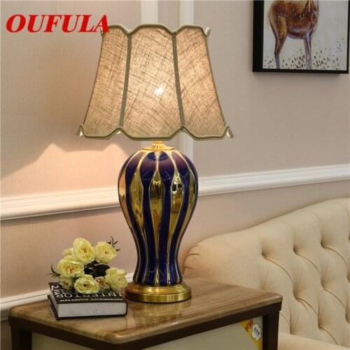 OUFULA Ceramic Table Lamps Desk Lights Luxury Modern Contemporary Fabric for Foyer Living Room Office Creative Bed Room Hotel