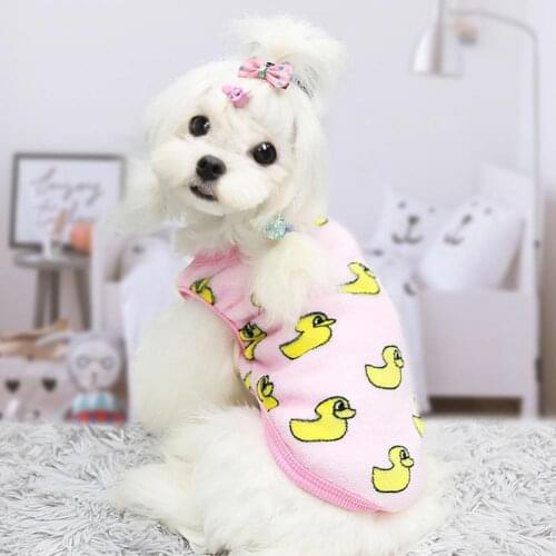 Pet Coat Cute Cartoon Duck Pattern Puppy Cotton Outfit Autumn Winter Warm Pet Clothes Dog Supplies Pet Clothes Home Garden
