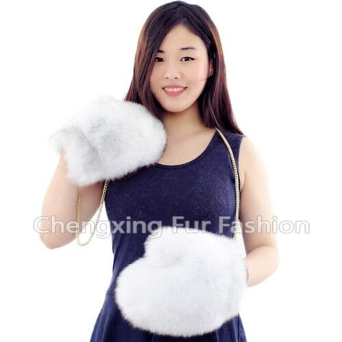 CX-A-67D Thick New Fox Fur Covered Winter Mittens Real Fox Fur Gloves