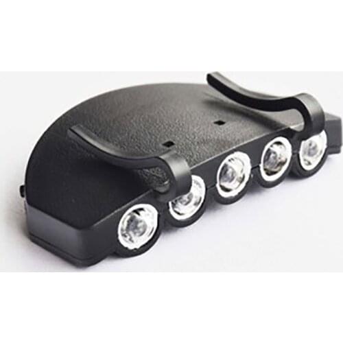 Portable 5 LED Bright Lights Clip-on Head Cap Brim Flashlight Outdoor Night Hunting Fishing Headlamps 2-mode Lighting