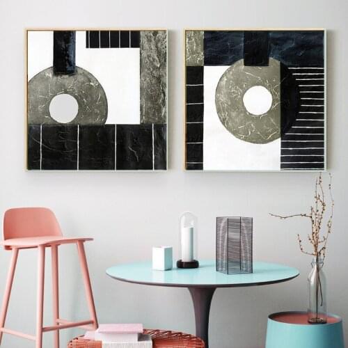 Simple Abstract Impression Black and White Classical Art Painting Decorative Painting Round jade Ring Wall Poster