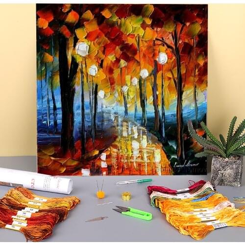 Romantic Path Printed 11CT Cross Stitch Embroidery Complete Kit DMC Threads Needlework Handicraft Sewing Knitting Wholesale