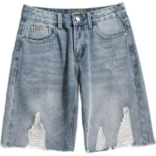 Mens Casual Shorts Wind Hole bull-puncher Knickers Male Popular Ins Net Loose hip-hop Fashion Joker Points The Pants