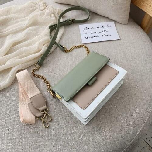 DIOMO New PU Leather Contrast Color Crossbody Bags Womens Fashion Shoulder Bags Travel Teenage Girl Square Shape Messenger Bags