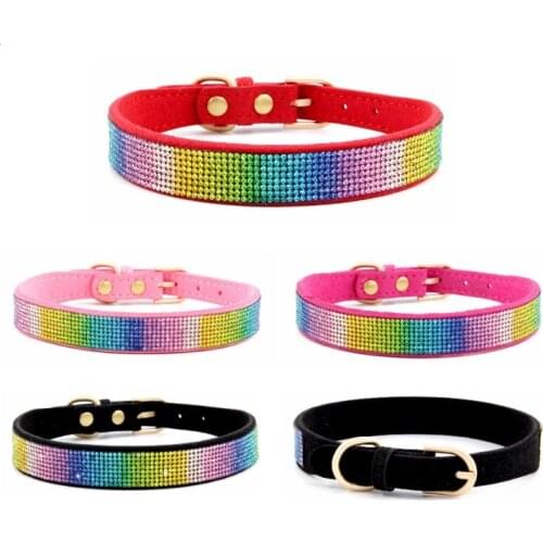 XXS/XS/S/M/LCrystal Dog Collar Comfortable Glitter Rhinestone Colorful Dog Collars Zinc Alloy Buckle Collar for Small Dogs Cats