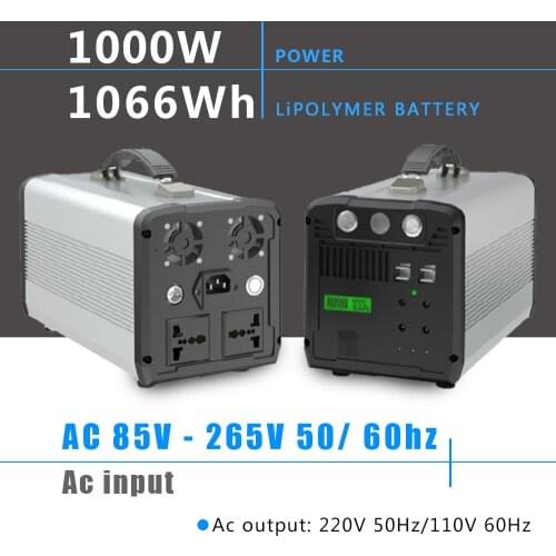 Outdoor Power Charging Station 18650 Lithium Battery 1000W Portable Solar Generator 220V Battery Power Supply For Camping