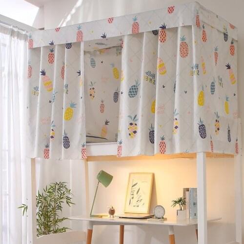 Printed Dormitory Bed Curtain with Rope & Clasp College Single Bed Shade Cloth for 4/4.5 inch Bunk Bed LBShipping
