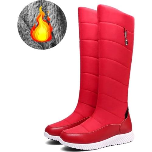 MORAZORA Plus size 35-44 New Nature genuine leather winter snow boots women comfortable warm down ladies knee high boots female
