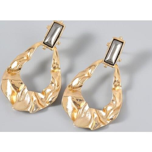 Pauli Manfi Fashion Metal Irregular Texture Oval Earrings Womens Creative Popular Dangle Earrings Party Accessories