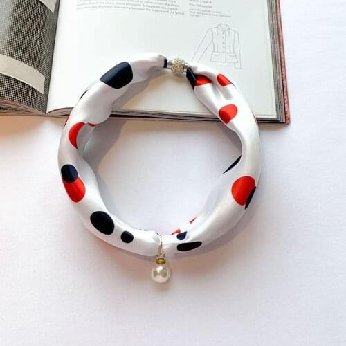 WOMEN SILK SCARF Vintage Polka Dot Double-Sided Dot Tied Package Ribbon Narrow Scarves Hand Bag Ribbon Straps Hair Scarf Female