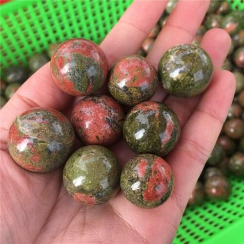 8pcs beautiful lucky stone natural flower green jasper ball healing crystals sphere as pocket stone for home decoration