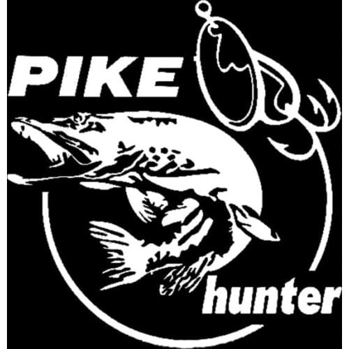 Luluda Automobile,13.3cm*14cm Pike Hunter Fish Animal Car Sticker Vinyl Decal Decor da-0376