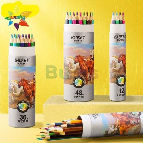 BAOKE Color pencil professional painting set hand drawn beginners 12/24/36/48 colors student oily colored pencil art supplies