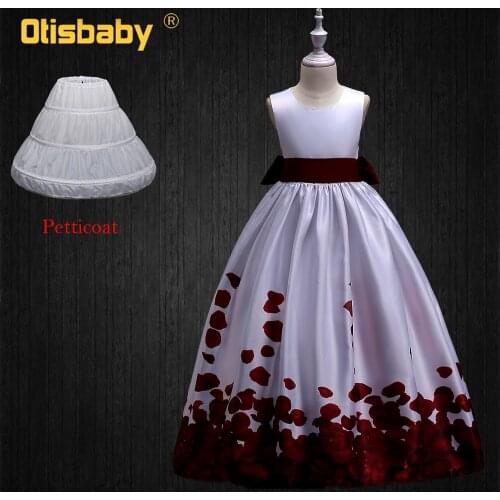Children Communion Dresses for Kids Girls Princess Graduation Gowns Teenger Formal Flower Printed Wedding Girls Dresses Ceremony