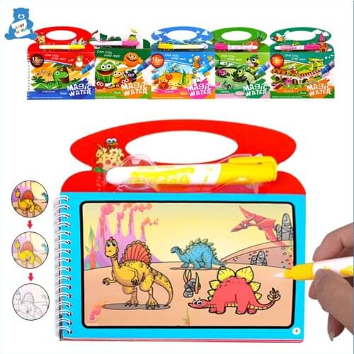 Cartoons Painting Drawing Board Animal Dinosaur Toys Reusable Coloring Magic Water Drawing Book Montessori Educational Kids Toys
