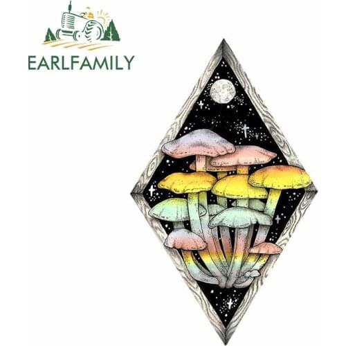 EARLFAMILY 13cm x 8.8cm for Rainbow Mushrooms Car Stickers Trunk Windshield Decal Motorcycle Waterproof Snowboard Vinyl Car Wrap