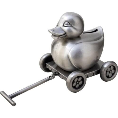 Vintage Metal Duck Shape Coin Bank Creative Animal Money Saving Bank Piggy Bank Childrens Day Gifts for Kids