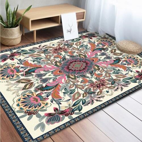 Ethnic Style Carpet and Rug Persian Geometric Flower Printed Living Room Sofa Table Anti-Slip Floor Mat Kitchen Hallway Tapete