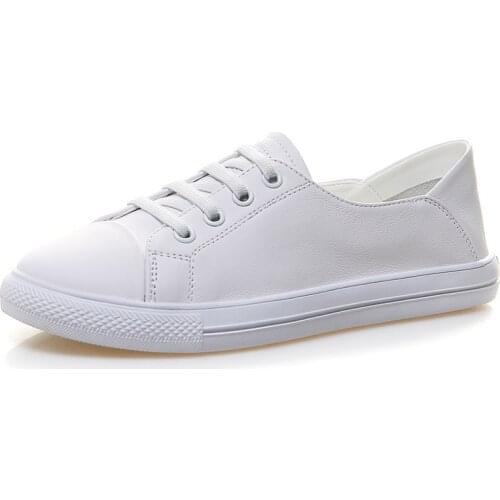 2021 Genuine Leather Fashion Summer White Shoes For Women Breathable Sneakers Casual Shoes Ladies Tenis Feminino Female Shoes 42