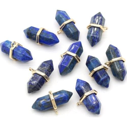 Natural Stone lapis lazuli Pendant Exquisite Durable Bicuspidate Charm for Jewelry Making Necklace Earring Accessories 17x35mm