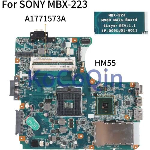 KoCoQin laptop Motherboard For SONY MBX-223 M960 1P-00PCJ01-6011 A1771573A HM55 Mainboard