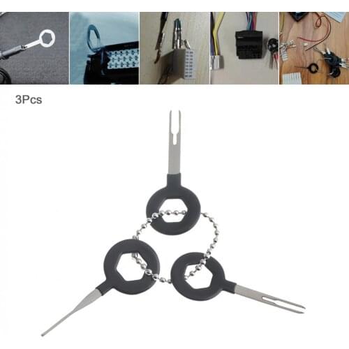 3PCS Universal Stainless Steel + PVC Car Harness Wiring Crimp Connector Plug Terminal Removal Tool Kits Accessories