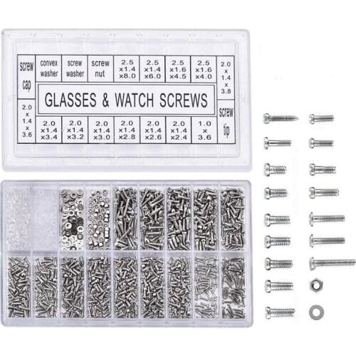 1000Pcs Stainless Steel Eyeglasses Watch Repair Screw Replacement Kit Set Tiny Screws Nut Assortment Repair Tool Kit Set
