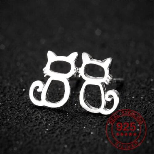 Multiple 925 Sterling Silver Little Cat Earrings for Women Child Fashion Earings Jewelry Cute Cat Ear Earring Piercing Wholesale