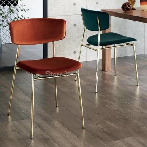 Nordic light luxury home soft package dining chair simple modern net red makeup chair wrought iron creative metal back dressing