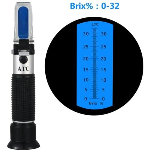 New Hand Held Brix Refractometer For Brix Sugar Beer 0-32% Brix Refractometer ATC Refractometer