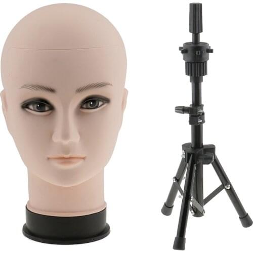 22 Inch Stunning Plastic Cosmetology Mannequin Head for Wig Making Hat Glasses Displaying with Tripod Model Support Stand