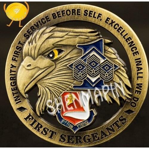 First Sergeants Eagle Head Commemorative Coin 940 Wing Challenge Coin Three-dimensional Relief Animal Art Coins Collectibles