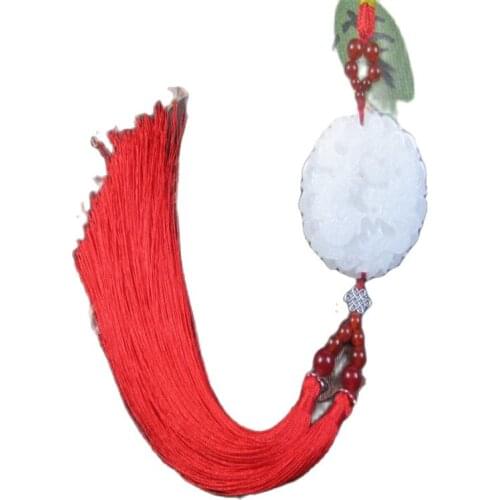 China white Jade Brand tassels hanging on the waist Hanfu placket Fan Pendant