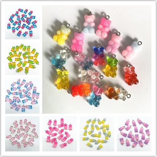 10Pcs Candy Bear Pendant Charms for Necklace Bracelet Earrings Jewelry Making Diy Findings Resin Bears Christmas Making
