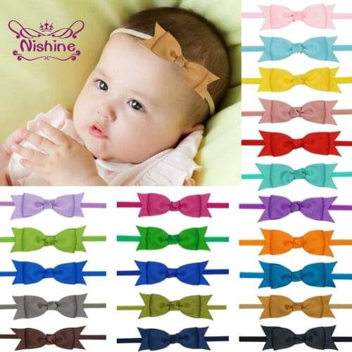 10pcs/lot 3 Inches Double Layer Solid Color Bowknot Infant Headband Cute Handmade Dovetail Bows Elastic Hairband Baby Headwear