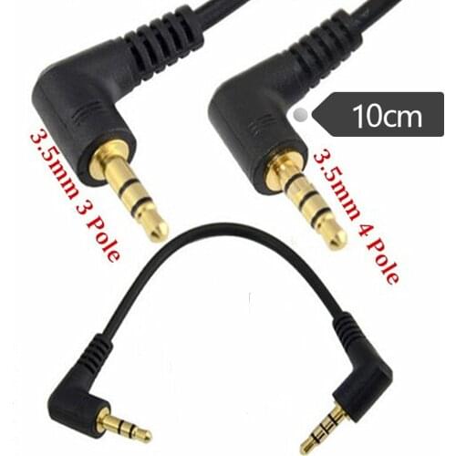 ERE 90 Degree Right Angle 3.5mm 4 Pole Male to 3.5mm 3 Pole Male Headset Stereo Audio Aux Extender Stereo Jack Cable