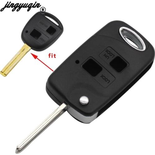 Jingyuqi Folding Flip Remote Key Shell 2 Button Uncut/Cut Key For Toyota Yaris Carina Corolla Avensis TOY40 Uncut Blade Fob Case