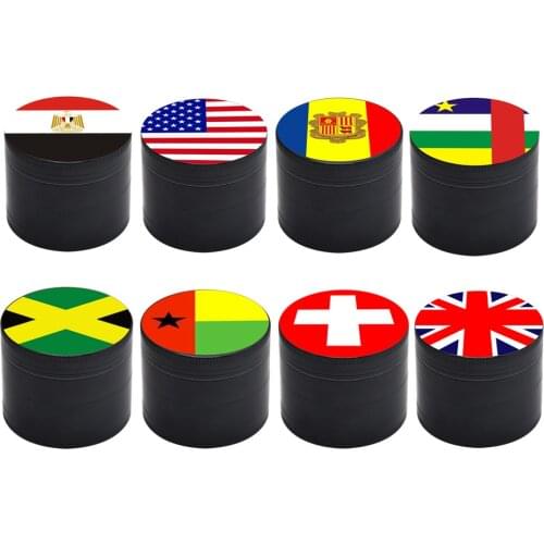 50mm 4-layer Zinc Alloy Cigarette Tobacco Herb Grinder Machine Creativity World Flag Pattern Somking Accessories