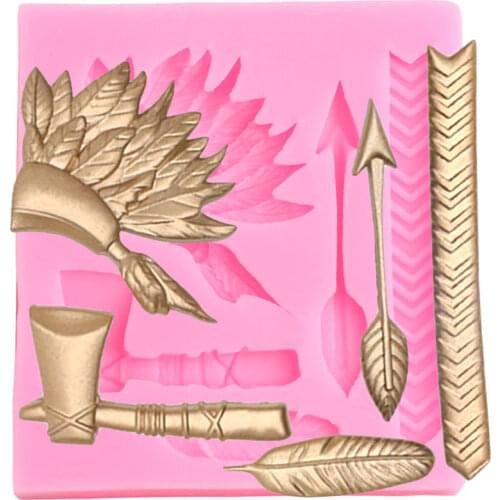 Axe Arrow Silicone Mold Cupcake Topper Feather Fondant Cake Decorating Tools Candy Resin Clay Mould Chocolate Gumpaste Molds