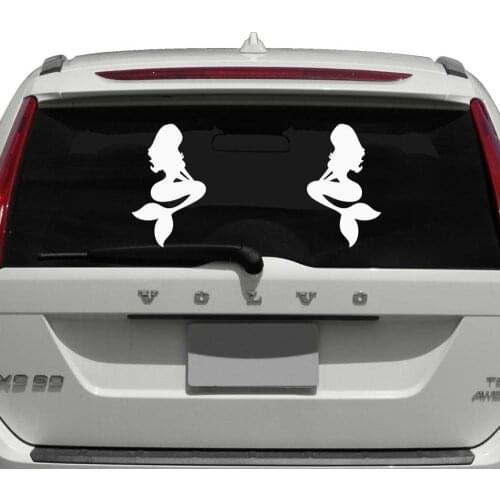Twin Mermaid Car Decal Beautiful Two Mermaids Are Talking To Each Other Vinyl Car Mural For Car Rear Windshield Decoration FA036