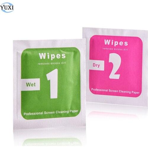 YuXi 20pcs Wet Dry Wipes Cleaning Cloth for Tempered Glass Screen Protector for Camera Lens LCD Screens Dust Removal Papers