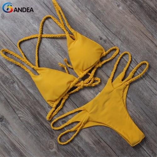 BANDEA women bikini set 2019 halter swimwear padded bathing suit sexy cut out swimsuit sexy thong bottom swimming suit