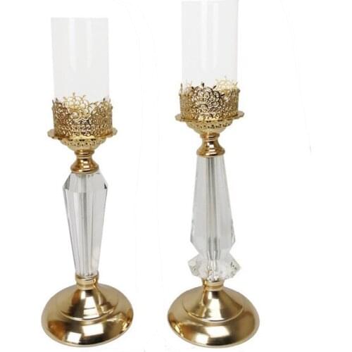 Gold Flower Decor Candle Holder Wedding Glass Candle Stand Home Decor Accessories party events decoration France gold
