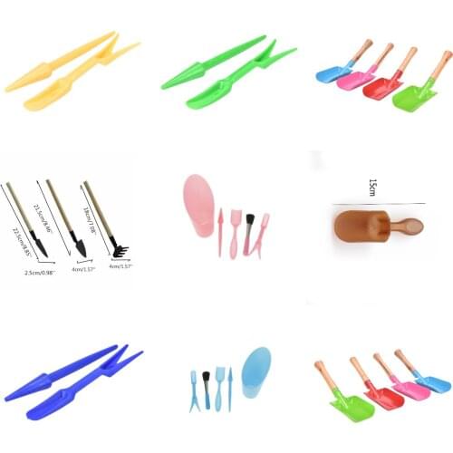1Set Sets Mini Shovel Rake Spade Erramientas Bonsai Tools Set Wooden Handle Metal Head For Flowers Potted Plant Mini Garden Tool