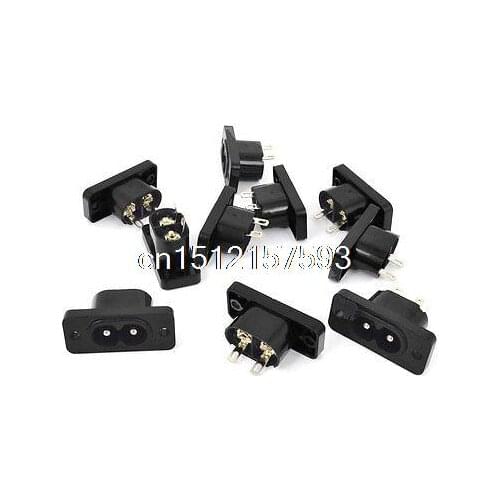 10 Pcs AC 250V 10A 2 Pins IEC320 C8 Power Inlet Socket Connector