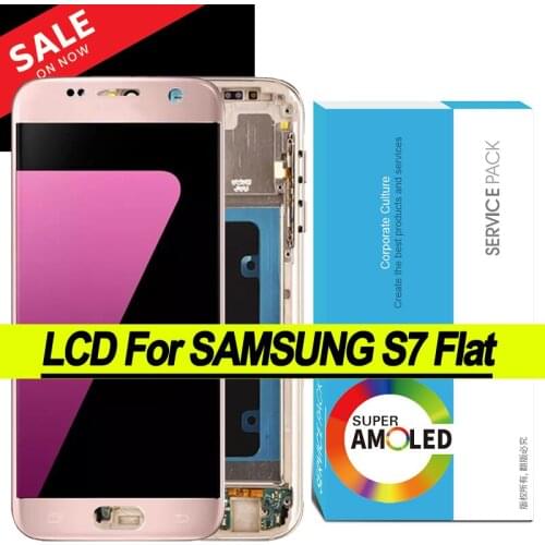 100% Original 5.1'' Super AMOLED LCD with Frame for SAMSUNG Galaxy S7 Flat Display G930 G930F Touch Screen Digitizer Assembly