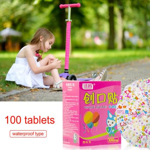 100Pcs Cute Cartoon Band Aid Waterproof Breathable Hemostasis Adhesive Bandages Security First Aid Stickers For Kids Children