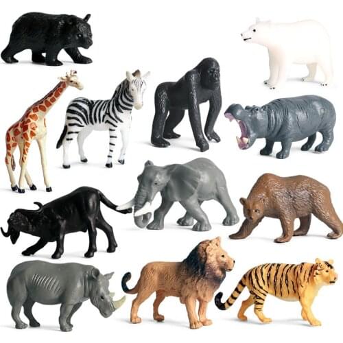12pcs/set Small Animal Figure Collectible Toys Wild Animal Cognition Action Figures Kids Plastic Toys